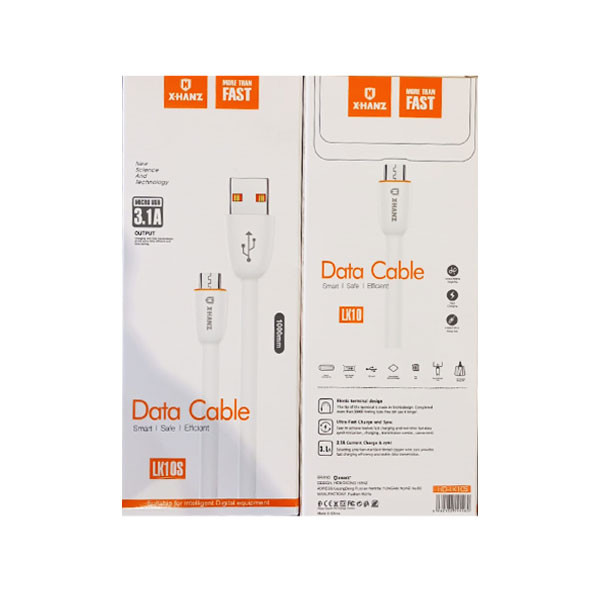 X-Hanz USB to Micro USB Data Cable, 3.1A, Fast Charging, White Color, Model No. LK10S