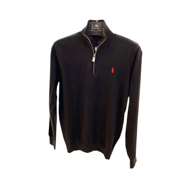 Polo Ralph Lauren Casual Fit Sweater for Men with Neck Zipper, Color Black