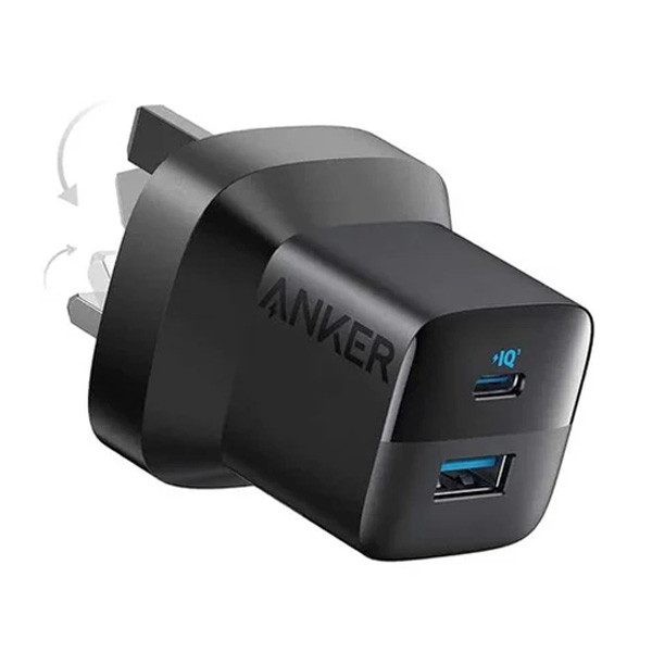 Anker 323 33W Wall Charger Dual Port USB-C & USB-A ςith USB-C to USB-C Charging Cable 3Fτ, Black Color, Model No. B2331K11