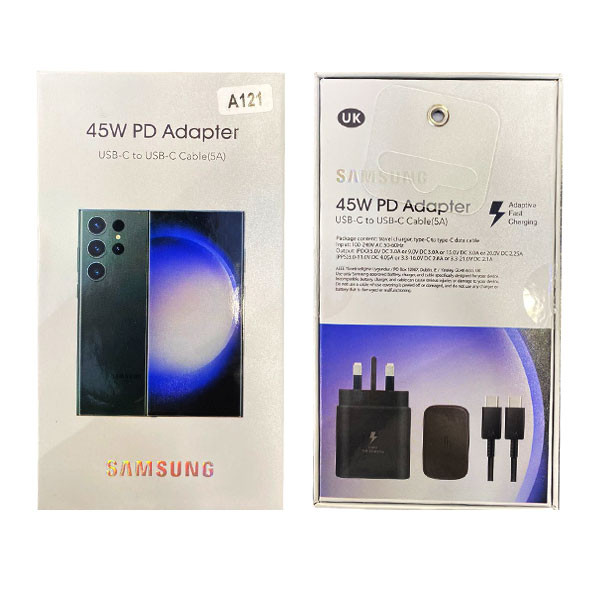 Samsung (Original) 45W PD Fast Charge Travel Adapter, with USB-C to USB-C Cable, 5A, Black Color, UK Type