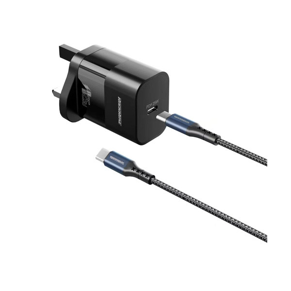 Rockrose Eclipse G25 Combo 25W Charger with 1m Type-C to Type-C Cable, Black Color, Model No. RRTCC36UK