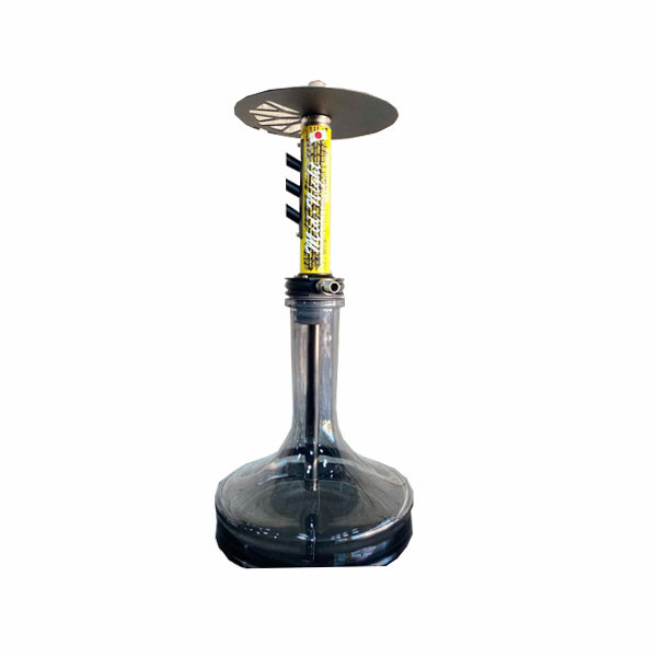 Mid Night Middle Sized Hookah, with Black Shade Bottle Base, Metallic Yellow Body with 3 Black Colored Vent Valves & Stainless Steel Top
