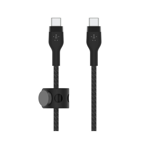 Belkin BoostCharge Pro Flex USB-C to USB-C Braided Silicone Cable, 1m, Black Color, Model No. CAB011bt1MBK