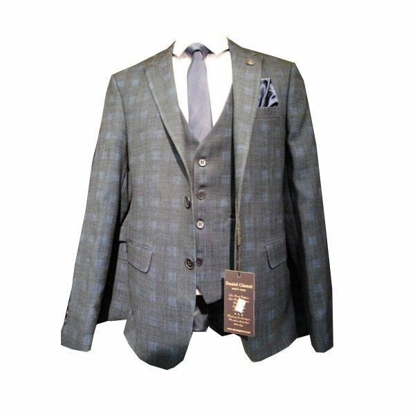 Daniel Gianni  Set of Gray Color Suit Jacket with Blue Shadows & Trouser for Official Occasions - for Men