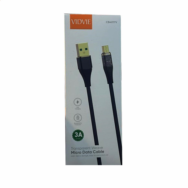 Vidvie USB Micro Fast Charging Data Cable, 3.0A, Black Color, Model No. CB4017V