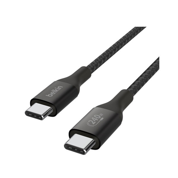 Belkin BoostCharge USB-C to USB-C Braided Cable 240W PD, 48V/5A, 1m, Black Color, Model No. CAB015bt1MBK