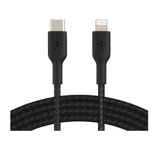 Belkin BoostCharge Braided USB-C to Lightning Cable 2m, Black Color, Model No. CAA004bt2MBK