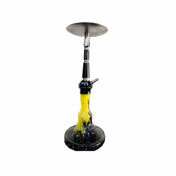 Najah Almarzook Medium Size Glass Hookahs, with Bottle Base in 3 Colors & Designs (Yellow, Black & Brown Colors), Metallic Body & Stainless Steel Top