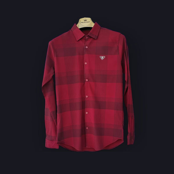 Ζ.Μ Winter Shirts for Men with Horizontal & Vertical Stripes in 5 Colors (Brown, Dark Gray, Blue Gray, Red & Green)