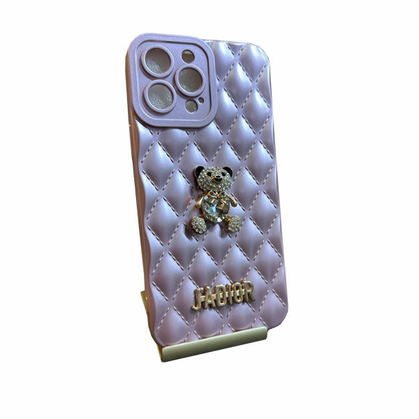 JADIOR 3D Bear Cute Glitter Phone Case for iPhone 12 & 13 Pro Max, Pink Color, Elegant Design