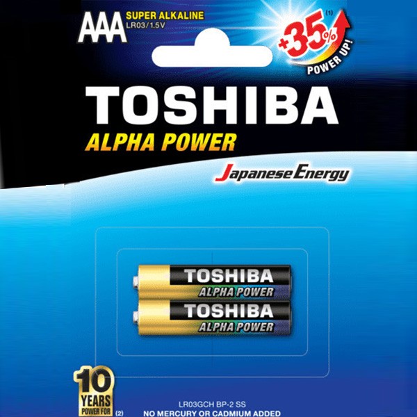 Toshiba Alpha Power Alkaline Batteries AAA 1.5V, 2pcs