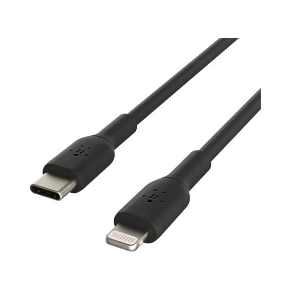 Belkin BoostCharge USB-C to Lightning Cable 6.6ft 30W, Black Color, Model No. 1524F6