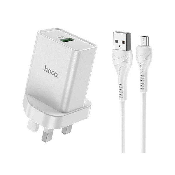 Hoco Single Port Charger Set USB-A To Type-C, 18W, Model No. NK5 UK Type