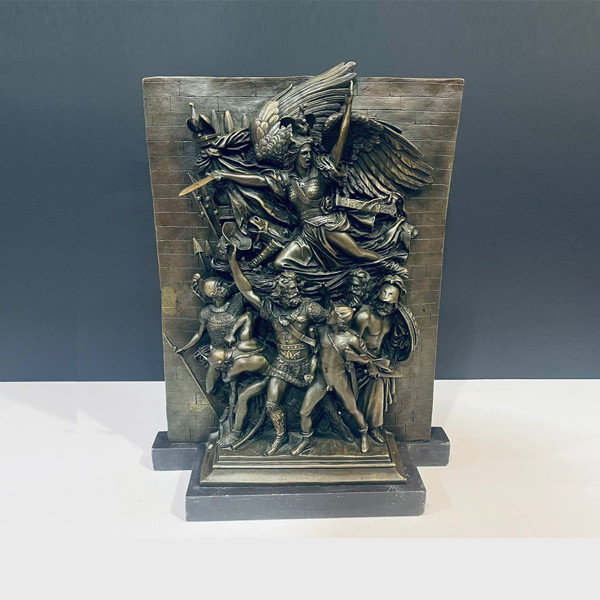 Bronze Sculpture with Marble Base Representing an Ancient Victory of Warriors