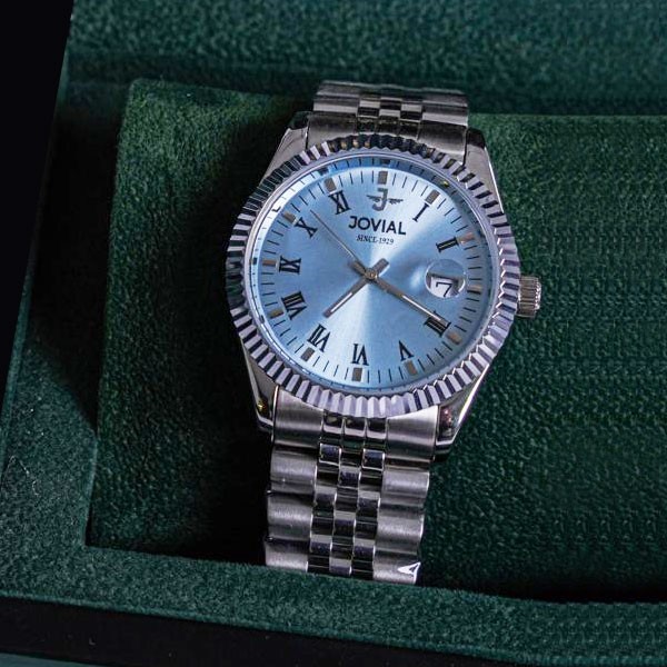 Jovial Automatic Watch, 50m Water Resistance, Stainless Steel Bracelet & Case, Blue Light Dial, for Women Model No. 9165GSMQ04E