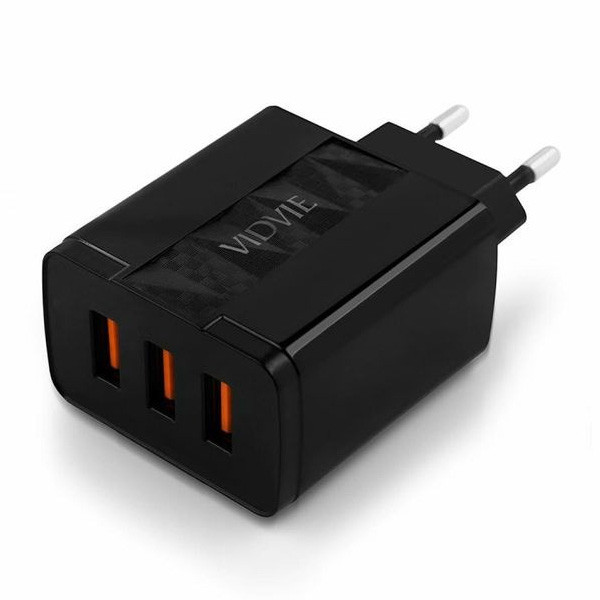 Vidvie 3 Ports USB Charger 4.8A, Type-C, Black Color, Model No. PLE231