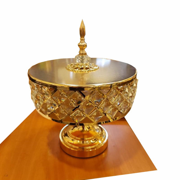 Royal Classic Chinese Golden & Glass Fountain with Lid & Golden Round Base
