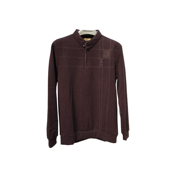 Burberry Winter Polo Blouse for Men with Horizontal & Vertical Stripes Graphic Print - Bold Purple Color