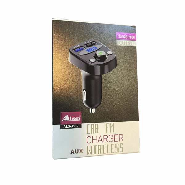 Allison Car FM Charger, AUX, Wireless, Black Color Model No. ALS-A917