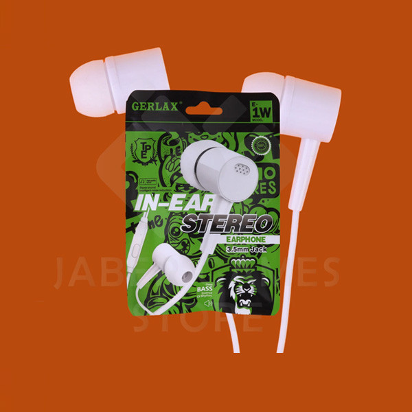 Gerlax Stereo Metal Earphones Jack, White Color, Model No. E13