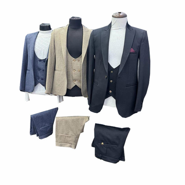 Men's Monochrome Suit Set for Marriage that Includes Jacket, Pants & Vest in 5 colors (Blue Black, Gray, Gray Light, Brown, Blue Light)