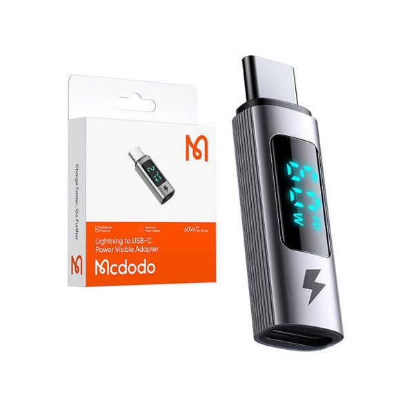 Mcdodo Digital display LTG to USB-C PD 36W Connector, Gray Color, Model No. OT-5990