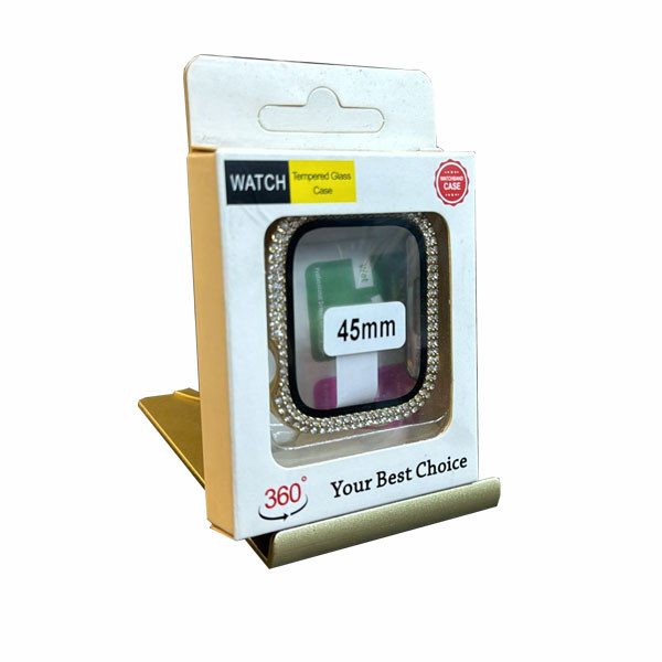 360 Girl's Crystal Full Cover Tempered Glass for Apple Watch 45mm, Curved Edge Frame Screen Protector for iWatch