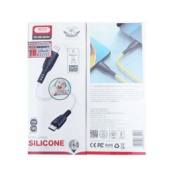 XO Real Silicone PD Type-C To Lightning, 27W, 1m, Black-White, Model No. NB-Q246A