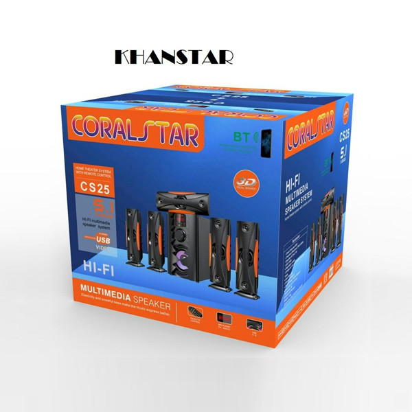 OEM Coral Star Speaker Home Theater 5.1 Audio AC/DC Multimedia Set Stereo Sound Super Bass Subwoofer Speaker Model No. CS25