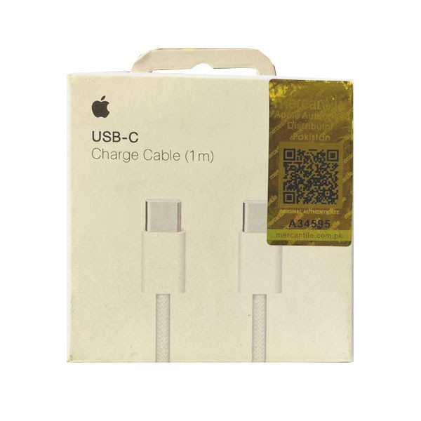 Apple USB-C male to USB-C male Charge Cable, 1m, White Color