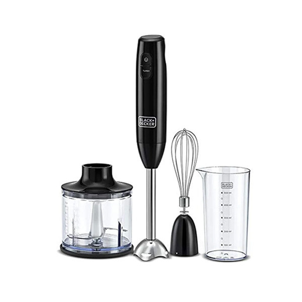 Black+Decker 3in1 Hand Blender with Chopper, 600W, Black Color, Model No. HB600-B5