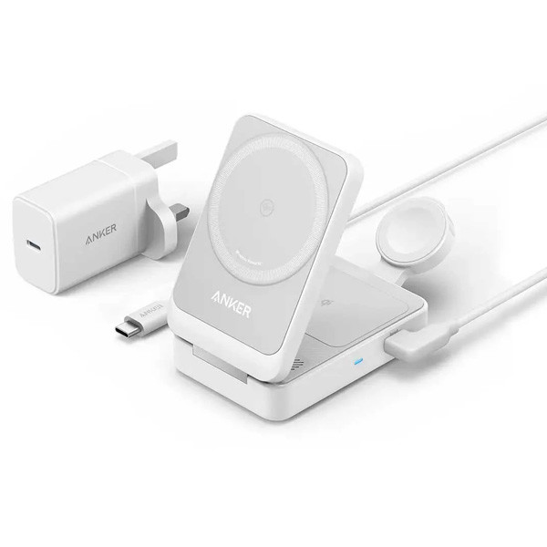 Anker MagGo 15W 3in1 Charging Station Qi2, White Color, Model No. B2557221