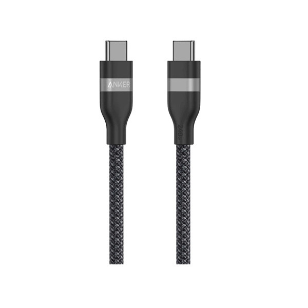 Anker USB-C to USB-C Cable 240W, Upcycled-Braided, 1.8m/6ft, Black Color Model No. A82E2H12