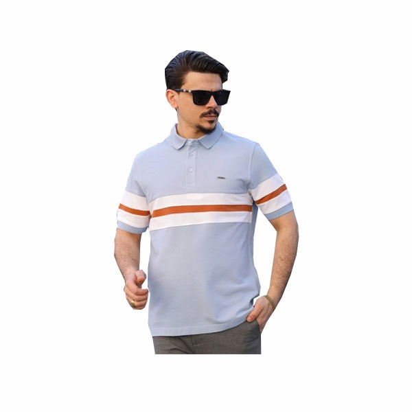 Belo Single Color Short Sleeves Polo for Men, with Double Color Horizontal Line Design in the Chest in 9 Colors