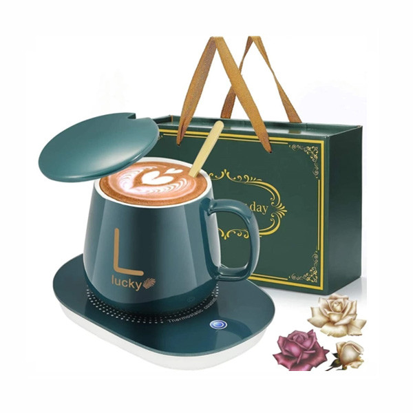 Lucky Coffee Cup and Saucer with Automatic Heating Pad 55°C Low Power Saving Fast Heat