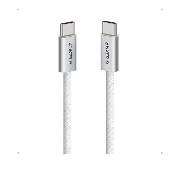 Anker USB-C to USB-C Cable 3Ft 240W Braided, White Color, Model No. A81D5H21