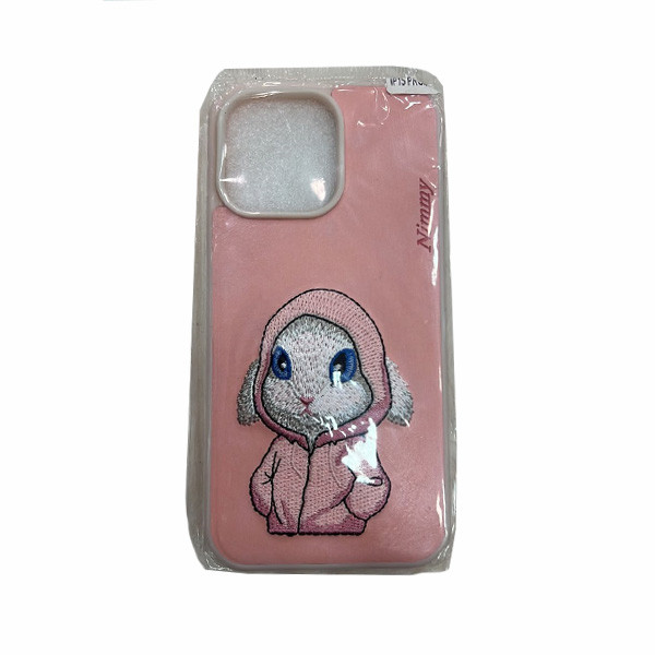 Nimmy 3D Embroidered Pink Rabbit Drop Protection Case for iPhone 15,14,13Pro Max
