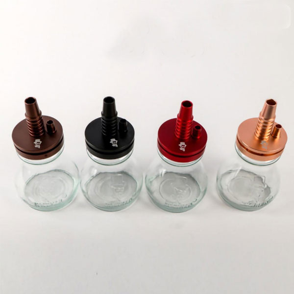 Hookah Glass Bowls wit Metal Cap that Contains Venting Valve & Opening for Connection to the Suction Hose