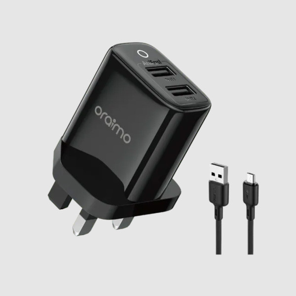 Oraimo Firefly 2U 12W Charger with LTG Cable, White Color, Model No. OCW-U67D+L53