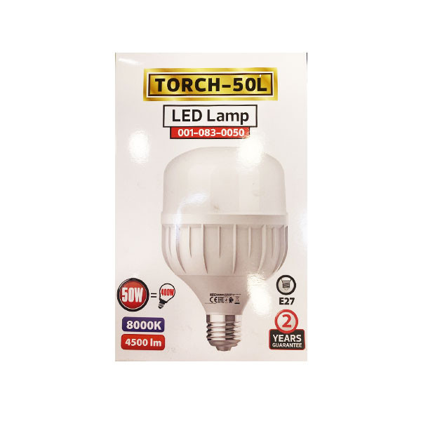 Horoz Electric Led Lamp 50W, A+, 4500lm, 8000K, E27, Screw, Model No. TORCH-50L
