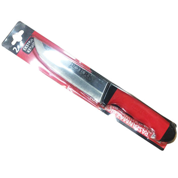 Pro Turk Stainless Steel Kitchen Knife with Red-Black Plastic Silicone Handle, No. 2, Model No. PRO-0362