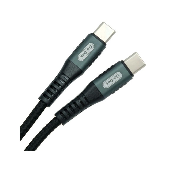 Go-Des USB-C to USB-C 100W PD Fast Charging & Data Cable, Black & Silver Color, Model No. GD-UC507