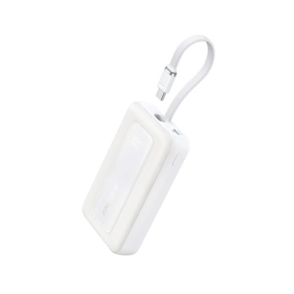 Anker Power Bank 10000mAh 30W Built-In USB-C Cable, White Color, Model No. A1688H21