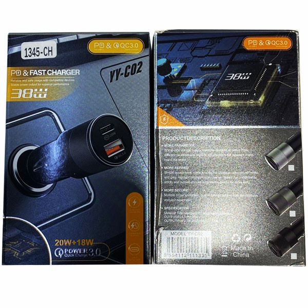 OEM PD & Fast Car Charger 38W (20W+18W), QC3.0, Model No. YY-C02