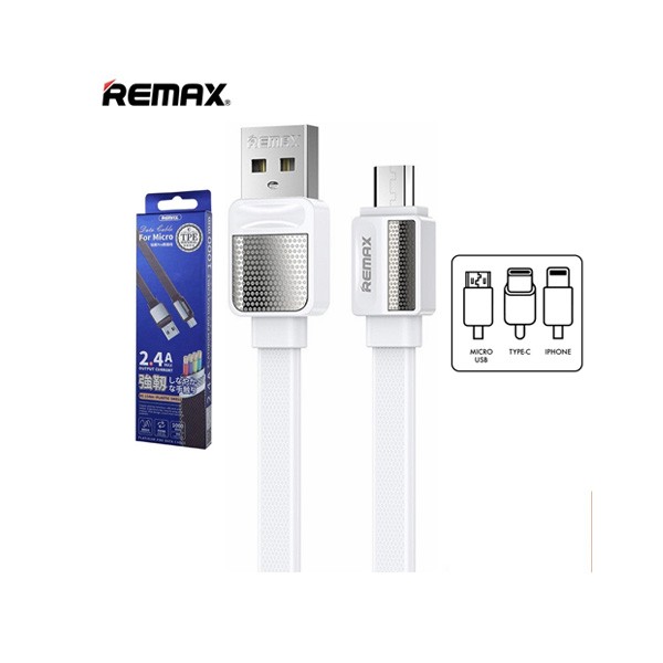 Remax 2.4A Micro USB Platinum Pro Charging Data Cable, 1m, White Color, Model No. RC-154M