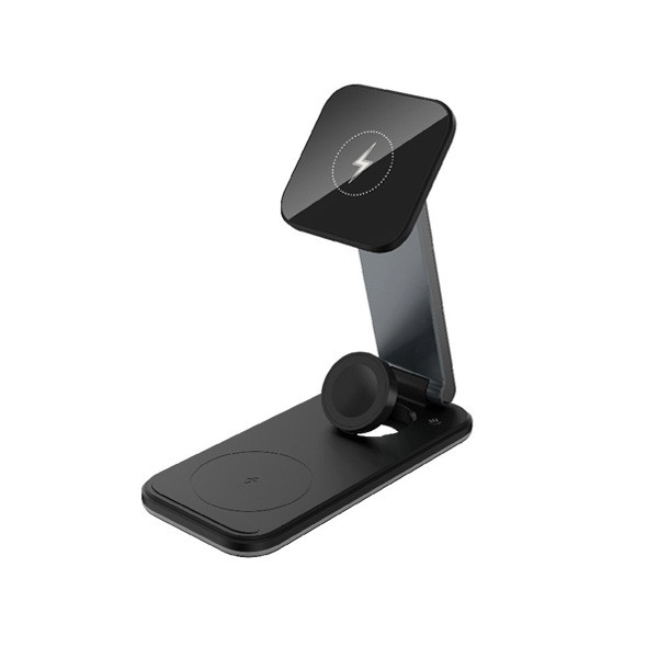 Rockrose Airwave Neo 3in1 Dual Mode Foldable Wireless Charging Stand Compatible with MagSafe, Black Color, Model No. RRWC12B
