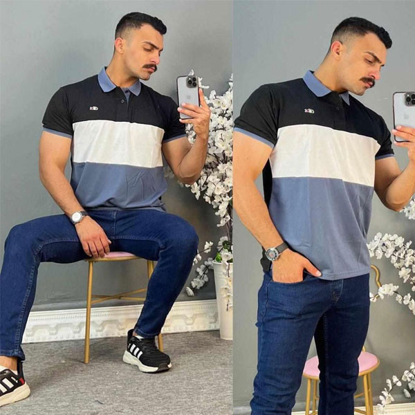 Lacoste Three Color Short Sleeves Polo for Men, with Vertical Fat Lines