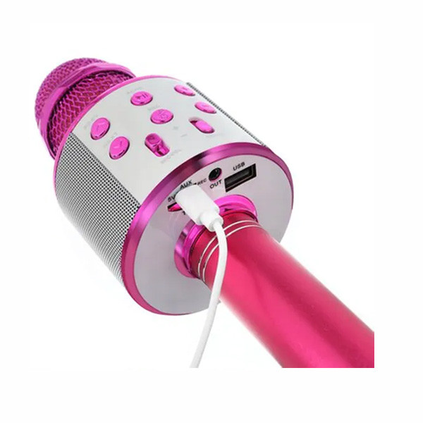 Wster Handheld KTV Wireless Karaoke Microphone With Speaker, Pink Color, Model No. WS-858