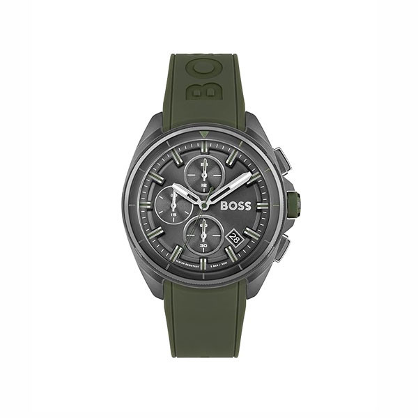 Hugo Boss Volane Analog Gray Dial Men's Watch with Green Rubber Strap Model No. 1513952