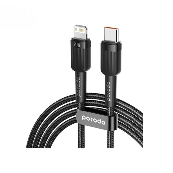 Porodo Braided 20W PD USB-C to Lightning Fast Charging Cable 1m
